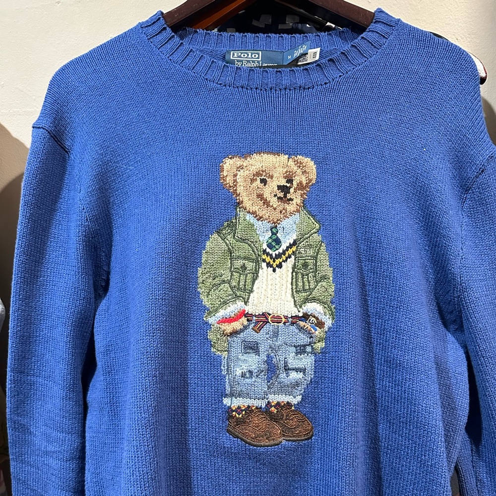 Ralph Lauren Blue Sweater with Bear Design
